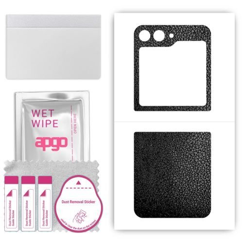 folia naklejka skórka strukturalna na TYŁ do Samsung Galaxy Z Flip5 Retro - Skóra Czarna - apgo SKINS