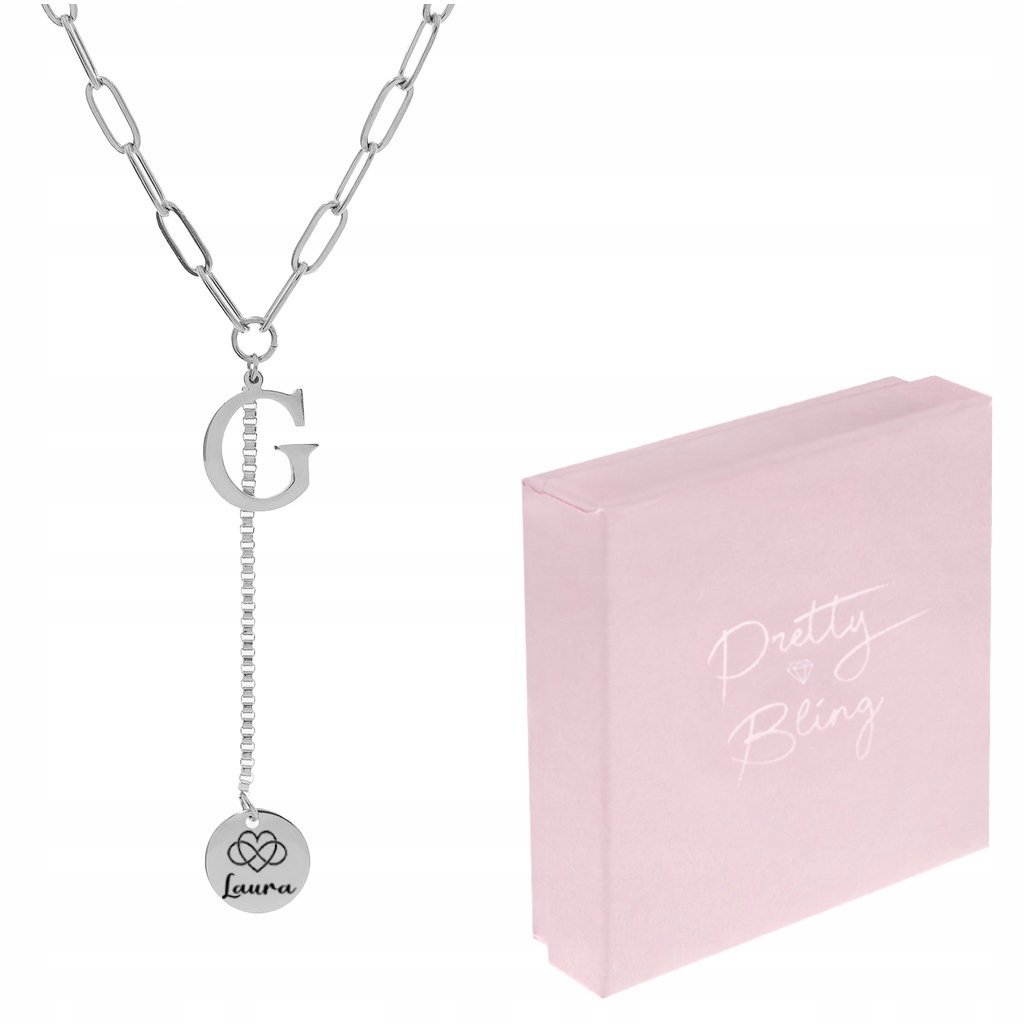 Naszyjnik celebrytka srebrna LITERKA G + GRAWER