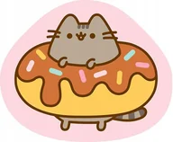 Kołdry i poduszki dla dzieci - kot kotek PUSHEEN donut poduszka kształtka velvet 40x35 cm - miniaturka - grafika 1