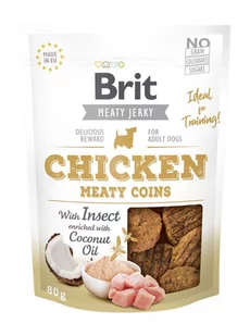 Brit BRIT Jerky Snack Chicken Meaty Coins with Insect 80g 44747-uniw - Przysmaki dla psów - miniaturka - grafika 1