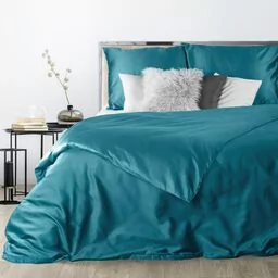 Eurofirany Pościel satynowa 160x200 Nova turkusowa ciemna jednobarwna - Pościel - miniaturka - grafika 1