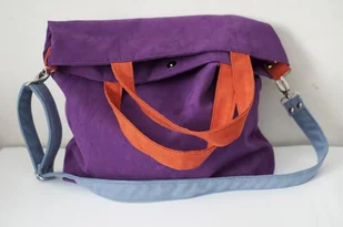 Torba hobo XXL - fiolet,pomarańcz,szaroniebieski - Torebki damskie - miniaturka - grafika 1