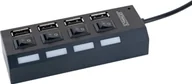 Huby USB - Schwaiger Hub USB 4-way 2.0A jack pasywny czarny - miniaturka - grafika 1