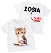 Koszulki dla dziewczynek - Koszulka dla dziecka z kotem i imieniem na plecach - kot52 - miniaturka - grafika 1