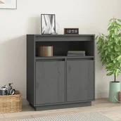 Szafki do salonu - Lumarko Szafka, szara, 70x34x80 cm, lite drewno sosnowe - miniaturka - grafika 1