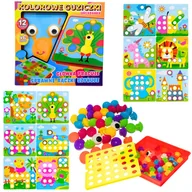 Zabawki sensoryczne - MOZAIKA EDUKACYJNA układanka GUZICZKOWA MONTESSORI duże kolorowe GUZICZKI - miniaturka - grafika 1