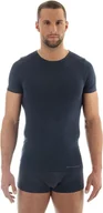 Koszulki sportowe męskie - Brubeck Koszulka męska z krótkim rękawem COMFORT WOOL granatowa r. XL SS11030 - miniaturka - grafika 1
