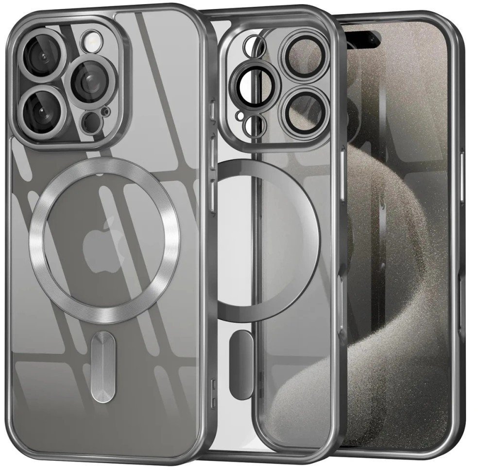 Etui Supero Tpuplating Magsafe do iPhone 16 Pro Max, srebrne