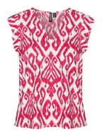 Koszulki i topy damskie - Pieces Koszulka "Nya" w kolorze różowo-białym - miniaturka - grafika 1