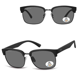 Czarne okulary przeciwsłoneczne półramki z polaryzacją MP192 - Okulary korekcyjne, oprawki, szkła - miniaturka - grafika 1