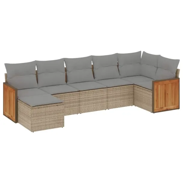 Zestaw mebli ogrodowych modułowych 8-osobowy beżowy rattan PE 62 x 69 cm