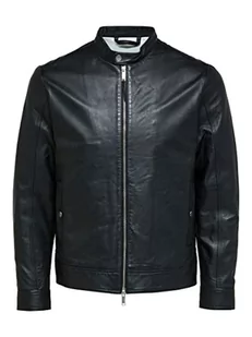 SELECTED HOMME Męska kurtka skórzana Slharchive Classic Leather JKT W Noos, czarny, S - Kurtki męskie - miniaturka - grafika 1