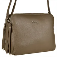 Torebki damskie - Modna skórzana brąz taupe listonoszka VEZZE - miniaturka - grafika 1