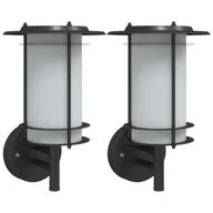 Lampy ogrodowe - vidaXL Kinkiety zewnętrzne, 2 szt., czarne, stal nierdzewna - miniaturka - grafika 1