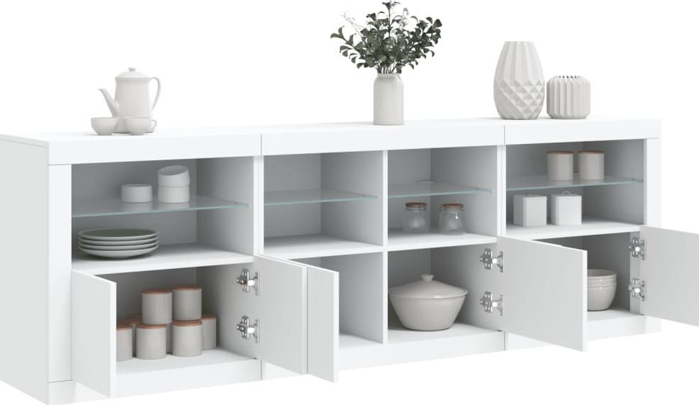 vidaXL Szafka z oświetleniem LED, biała, 202x37x67 cm