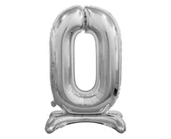 Balony i akcesoria - Godan Balon foliowy stojący cyfra 0 srebrna - 74 cm BC-ASS0 - miniaturka - grafika 1