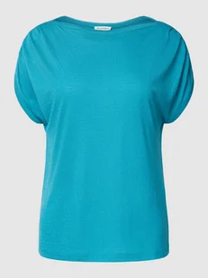 T-shirt z mieszanki wiskozy z dekoltem w łódkę - Koszulki i topy damskie - miniaturka - grafika 1