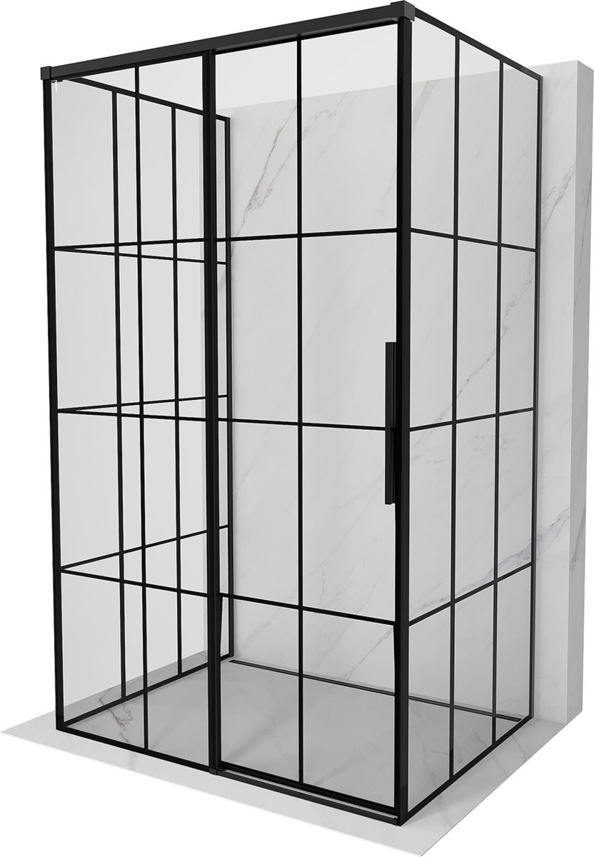 Mexen Rox-3S kabina prysznicowa 3-ścienna rozsuwana lewa 100 x 95 cm, czarna kratka, czarna - 8C2-100-095-70-77-3S-L