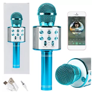MIKROFON BEZPRZEWODOWY KARAOKE BLUETOOTH GŁOŚNIK BLUE U730N - Mikrofony komputerowe - miniaturka - grafika 1