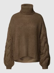 Sweter z dzianiny z golfem model ‘Vioa’ - Swetry damskie - miniaturka - grafika 1