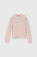 Swetry dla dziewczynek - Tommy Hilfiger sweter wełniany dziecięcy kolor różowy lekki - miniaturka - grafika 1