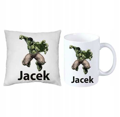 Hulk Marvel ZESTAW PODUSZKA + KUBEK + IMIĘ