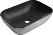 Umywalki - Mexen Rita umywalka nablatowa 45 x 32 cm, czarna mat/srebrna wzór łuski - 21084572 - miniaturka - grafika 1