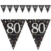 Urodziny dla dorosłych - Amscan Baner z flag na 80 urodziny złoty&srebrny Sparkling Celebration BANER/8397-A - miniaturka - grafika 1
