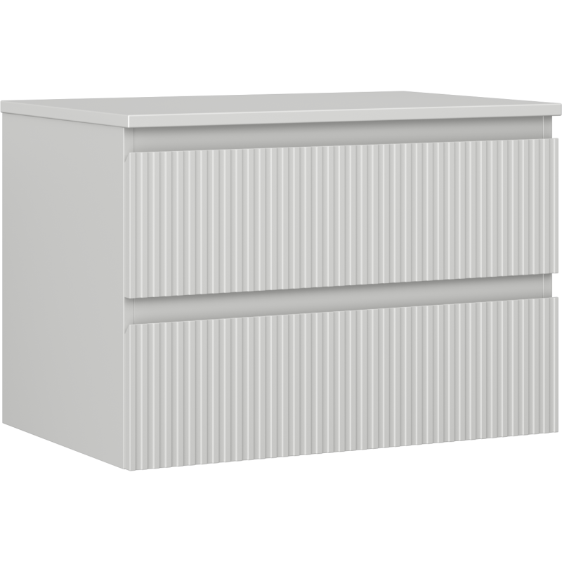 Mexen Rivel szafka łazienkowa podumywalkowa 70 cm z blatem, 2 szuflady, ryflowana , szara mat - 91A20-07047-2-BFFC62