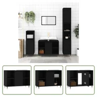 Szafki łazienkowe - The Living Store Szafka łazienkowa czarna 80x33x60 cm materiał drewnopochodny - miniaturka - grafika 1