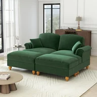 Sofy i kanapy - Sofa Cloud, modułowa, 2-osobowa, szenilowa, głęboka, z pufem, zielona - miniaturka - grafika 1