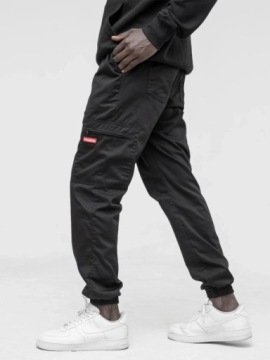 Spodnie męskie Jogger Bojówki Jigga Wear Stripe Cargo czarne XL
