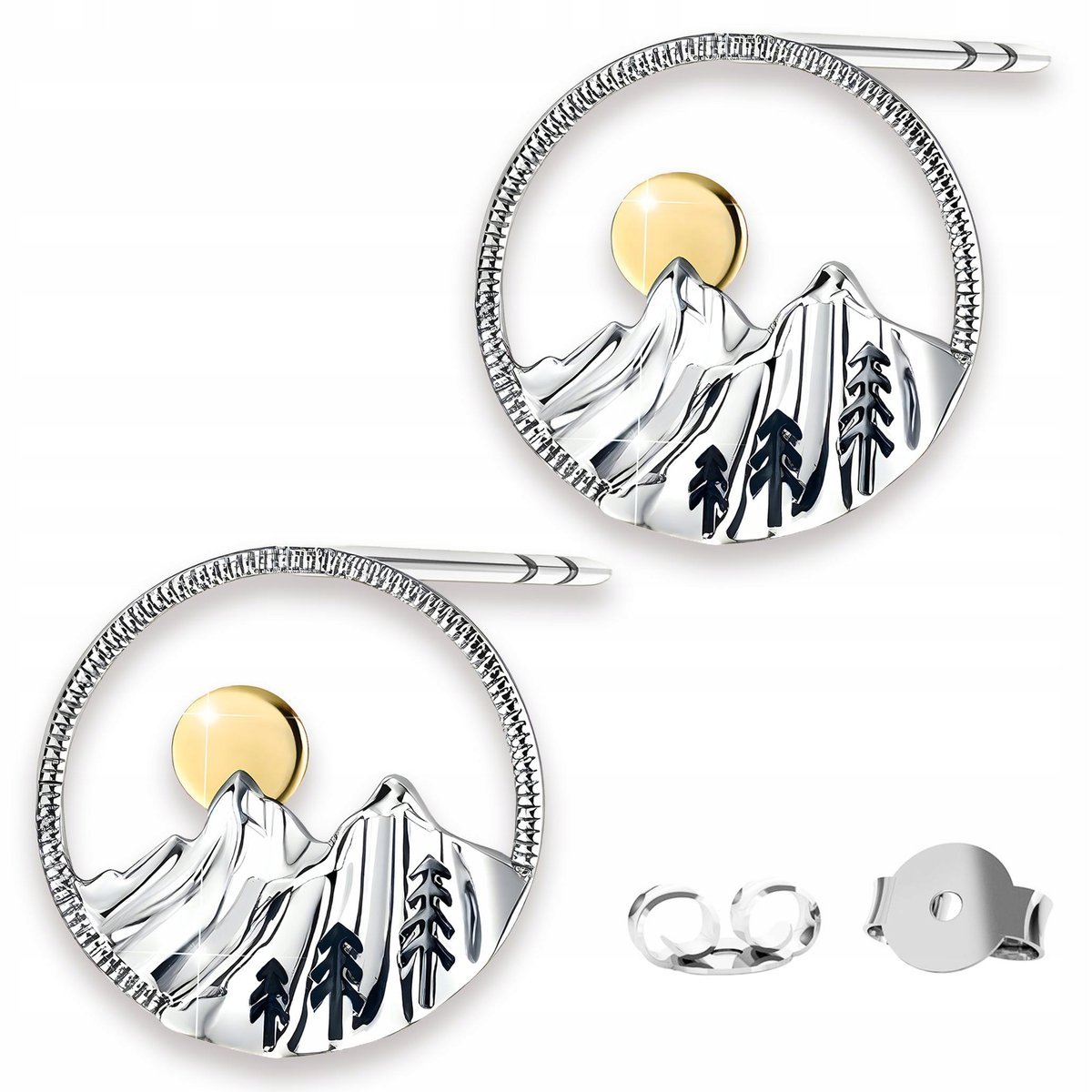 Kolczyki Srebrne Góry Tatry Promienie Słońca Zakopane Słońce SREBRO 925