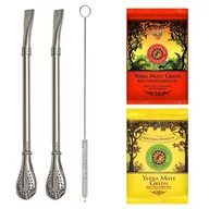 Yerba Mate - Yerba Mate herbata z zestawem Bombilla | słomki ze stali nierdzewnej do herbaty Mate (x2) 19 cm | filtracja do Mate z dużą ilością kurzu | łatwa do czyszczenia - miniaturka - grafika 1