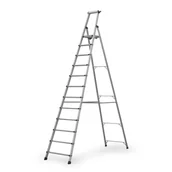 Pozostałe wyposażenie warsztatu - Schody aluminiowe jednostronne z półką, 1x12 stopni, wysokość 2,95 m - miniaturka - grafika 1