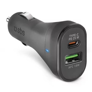 Ładowarka samochodowa SBS USB-A USB-C PD 25W Czarny TECRPD25W - Ładowarki samochodowe - miniaturka - grafika 1