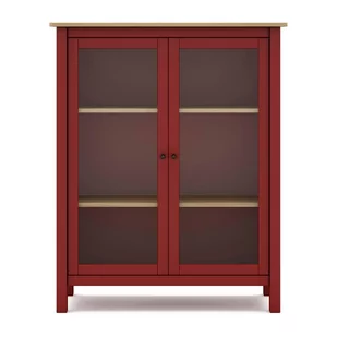 Czerwona/naturalna witryna z litego drewna sosnowego 90x110 cm Misti – Marckeric - Witryny - miniaturka - grafika 1