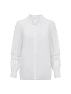 Koszule damskie - BALOU Damska koszula bawełniana i lniana, biała, UK 8, biały, 34 - miniaturka - grafika 1