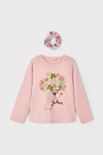 Bluzki dla dziewczynek - Mayoral longsleeve bawełniany dziecięcy kolor różowy - grafika 1
