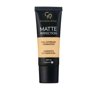 Golden Rose - MATTE PERFECTION - Full Coverage Foundation - Matujący podkład do twarzy - SPF15 - 35 ml - W2 - Podkłady do twarzy - miniaturka - grafika 1