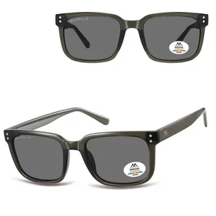 Prostokątne okulary przeciwsłoneczne z polaryzacją MP196C szare - Okulary korekcyjne, oprawki, szkła - miniaturka - grafika 1