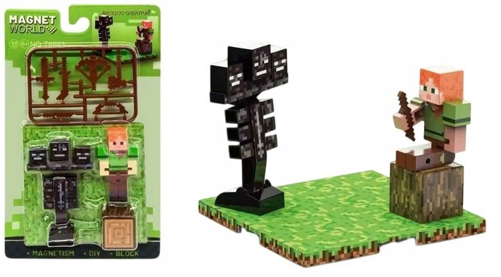 Klocki Minecraft Steve Figurka Wither Pixele Magnetyczne Zestaw T9943