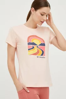 Koszulki i topy damskie - Columbia T-shirt sportowy kolor pomarańczowy - grafika 1