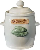 Beczki - Garnek Beczka Do Kiszenia Kamionka 5L Ogórki Krem - miniaturka - grafika 1