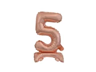 Balony i akcesoria - Balon foliowy stojący cyfra 5 różowe złoto - 38 cm - 1szt. - miniaturka - grafika 1