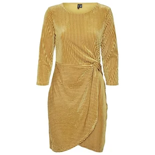 Sukienka damska Vero Moda Mella elegancka złota welurowa-M - Sukienki - miniaturka - grafika 1