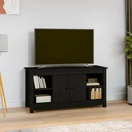 Szafki RTV - Lumarko Szafka telewizyjna, czarna, 103x36,5x52 cm, lite drewno sosnowe - miniaturka - grafika 1