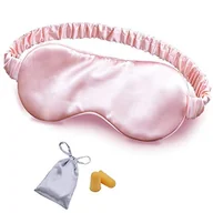 Akcesoria do bielizny - OLESILK Jedwabna maska do spania, opaska na oczy, z dwuwarstwowym jedwabnym wypełnieniem i elastycznym paskiem, do snu, podróży i drzemki, miękka osłona na oczy, z luksusową torbą i zatyczkami do uszu - miniaturka - grafika 1