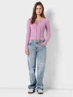Bluzki damskie - Noisy May Bluzka Freya 27028880 Różowy Slim Fit - miniaturka - grafika 1