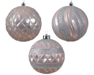 Bombka okrągła na choinkę róż połysk/brokat 12cm - Bombki - miniaturka - grafika 1